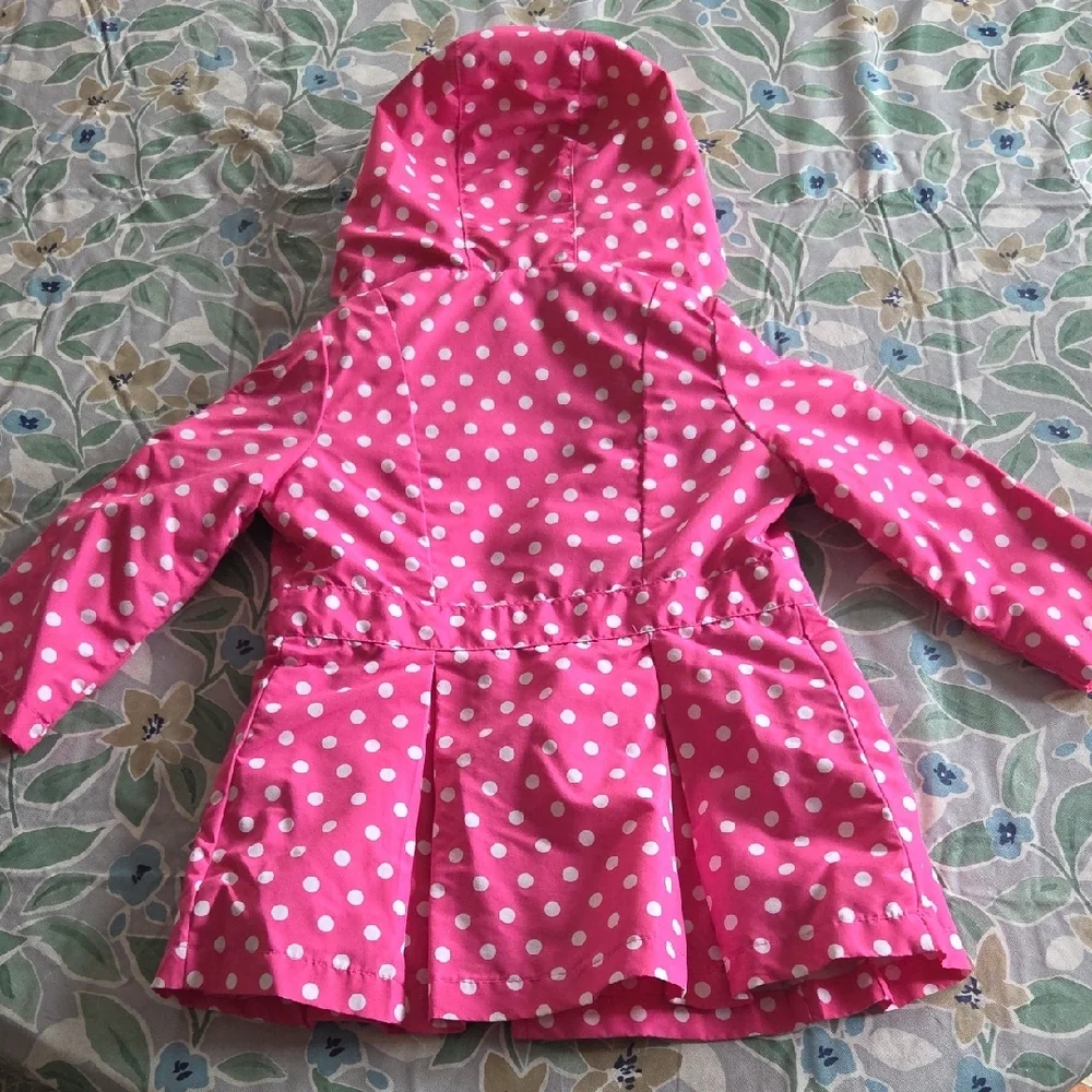 London Fog Kids Raincoat in Pink with White Polka Dots 3T